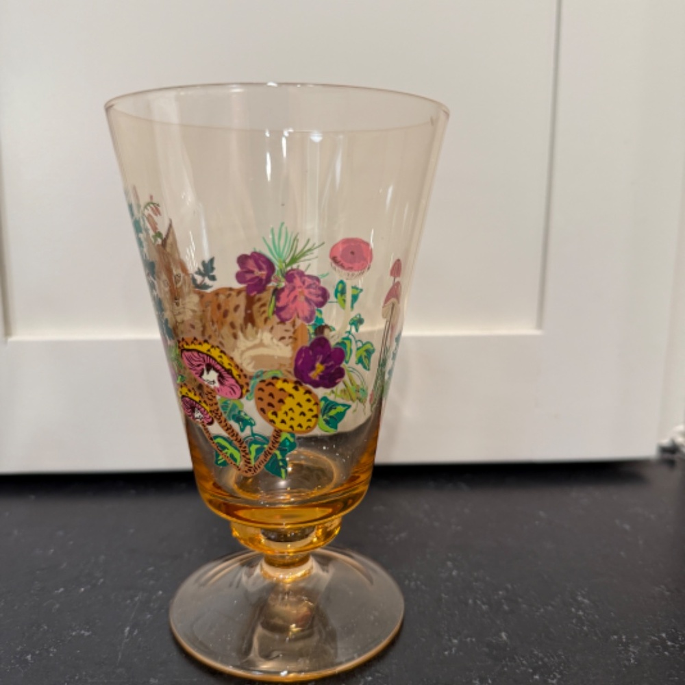 NWT Anthropologie Nathalie Lete Marais Glass Wine Goblet Lynx - Picture 6 of 7